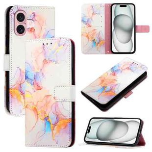 For iPhone 16 PT003 Marble Pattern Flip Leather Phone Case(Galaxy Marble White LS004)