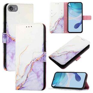 For iPod Touch 7 / 6 / 5 PT003 Marble Pattern Flip Leather Phone Case(White Purple LS006)