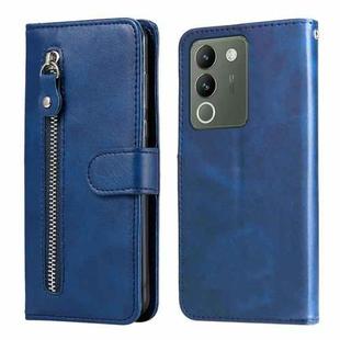For vivo Y200 / V29e Global Fashion Calf Texture Zipper Leather Phone Case(Blue)