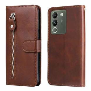 For vivo Y200 / V29e Global Fashion Calf Texture Zipper Leather Phone Case(Brown)