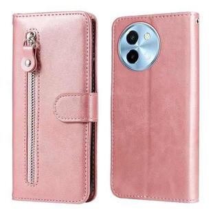 For vivo Y38 5G / T3x 5G Global Fashion Calf Texture Zipper Leather Phone Case(Rose Gold)