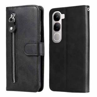 For vivo V40 Lite 4G / 5G IDN Fashion Calf Texture Zipper Leather Phone Case(Black)