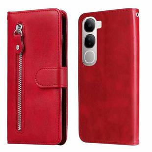 For vivo V40 Lite 4G / 5G IDN Fashion Calf Texture Zipper Leather Phone Case(Red)