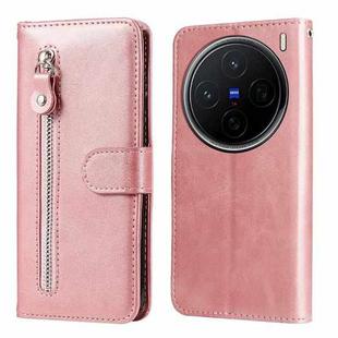 For vivo X200 Fashion Calf Texture Zipper Leather Phone Case(Rose Gold)