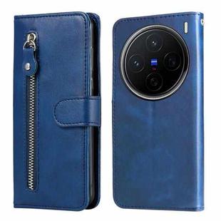 For vivo X200 Fashion Calf Texture Zipper Leather Phone Case(Blue)