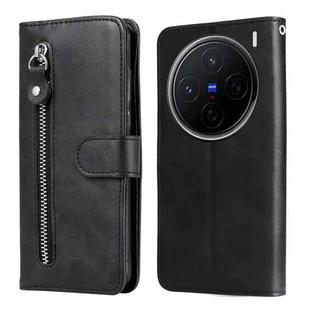 For vivo X200 Fashion Calf Texture Zipper Leather Phone Case(Black)