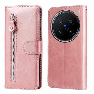 For vivo X200 Pro Fashion Calf Texture Zipper Leather Phone Case(Rose Gold)