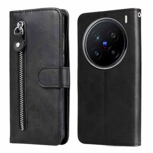 For vivo X200 Pro Fashion Calf Texture Zipper Leather Phone Case(Black)