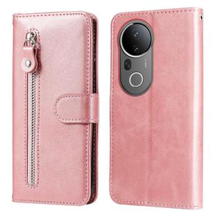 For vivo S20 Pro Fashion Calf Texture Zipper Leather Phone Case(Rose Gold)