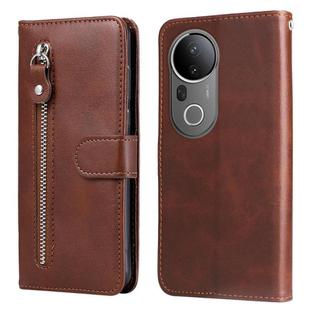 For vivo S20 Pro Fashion Calf Texture Zipper Leather Phone Case(Brown)