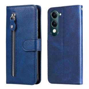 For vivo Y29s 5G / Y04 4G Fashion Calf Texture Zipper Leather Phone Case(Blue)