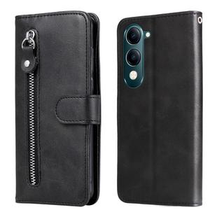 For vivo Y29s 5G / Y04 4G Fashion Calf Texture Zipper Leather Phone Case(Black)
