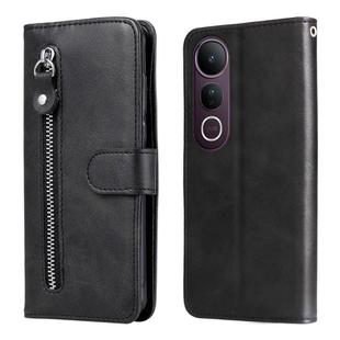 For vivo V50 Lite 4G / 5G Fashion Calf Texture Zipper Leather Phone Case(Black)