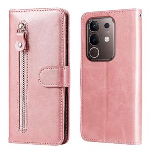 For vivo Y29 4G Fashion Calf Texture Zipper Leather Phone Case(Rose Gold)