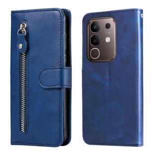 For vivo Y29 4G Fashion Calf Texture Zipper Leather Phone Case(Blue)