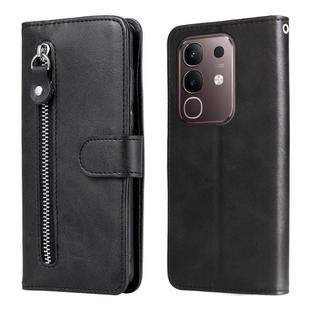 For vivo Y29 4G Fashion Calf Texture Zipper Leather Phone Case(Black)