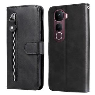 For vivo Y400 Pro 5G / V40e / iQOO Z9s Fashion Calf Texture Zipper Leather Phone Case(Black)