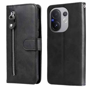 For vivo V60 5G Global Fashion Calf Texture Zipper Leather Phone Case(Black)