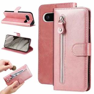 For Google Pixel 8 Fashion Calf Texture Zipper Leather Phone Case(Rose Gold)