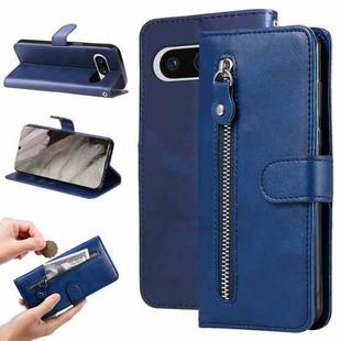 For Google Pixel 8 Fashion Calf Texture Zipper Leather Phone Case(Blue)
