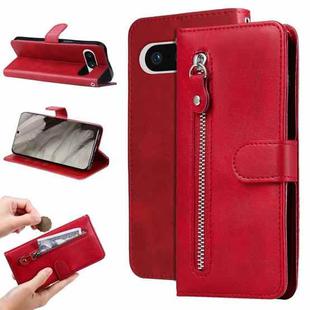 For Google Pixel 8 Fashion Calf Texture Zipper Leather Phone Case(Red)