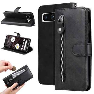 For Google Pixel 7a Fashion Calf Texture Zipper Leather Phone Case(Black)