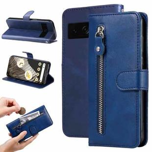 For Google Pixel 7 Pro Fashion Calf Texture Zipper Leather Phone Case(Blue)