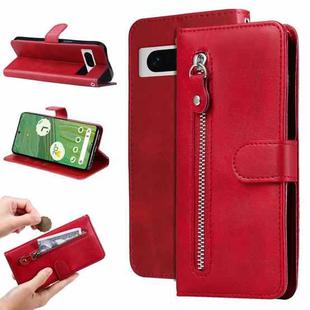 For Google Pixel 7 Fashion Calf Texture Zipper Leather Phone Case(Red)