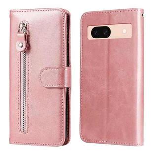 For Google Pixel 8a Fashion Calf Texture Zipper Leather Phone Case(Rose Gold)