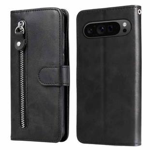 For Google Pixel 9 Pro Fashion Calf Texture Zipper Leather Phone Case(Black)