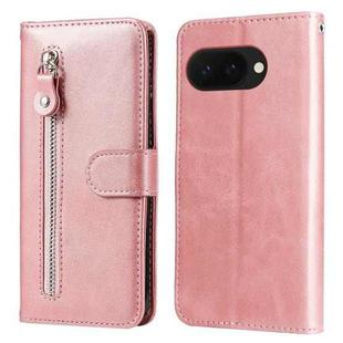 For Google Pixel 9a Fashion Calf Texture Zipper Leather Phone Case(Rose Gold)