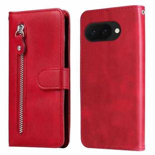 For Google Pixel 9a Fashion Calf Texture Zipper Leather Phone Case(Red)