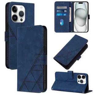 For iPhone 16 Pro Crossbody 3D Embossed Flip Leather Phone Case(Blue)