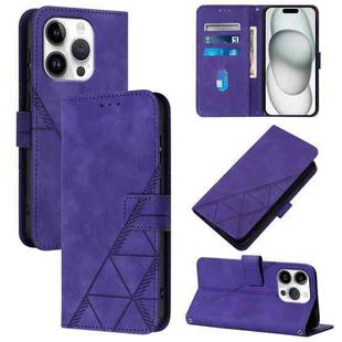 For iPhone 16 Pro Crossbody 3D Embossed Flip Leather Phone Case(Purple)