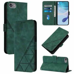 For iPod Touch 7 / 6 / 5 Crossbody 3D Embossed Flip Leather Phone Case(Dark Green)