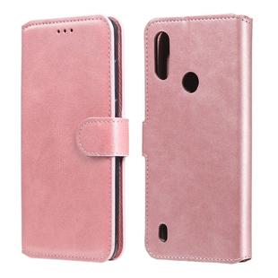 For Motorola Moto E6s Classic Calf Texture PU + TPU Horizontal Flip Leather Case, with Holder & Card Slots & Wallet(Rose Gold)