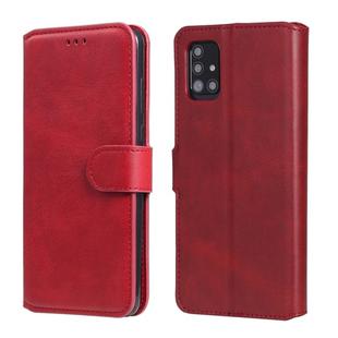 For Samsung Galaxy A51 5G Classic Calf Texture PU + TPU Horizontal Flip Leather Case, with Holder & Card Slots & Wallet(Red)