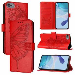 For iPod Touch 7 / 6 / 5 Embossed Butterfly Leather Phone Case(Red)