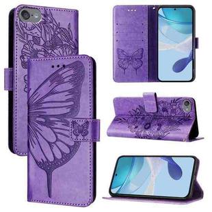 For iPod Touch 7 / 6 / 5 Embossed Butterfly Leather Phone Case(Light Purple)