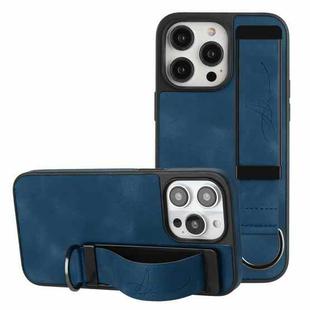 For iPhone 14 Pro Max Wristband Holder Leather Back Phone Case(RoyalBlue)