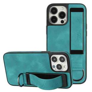 For iPhone 13 Pro Wristband Holder Leather Back Phone Case(Green)