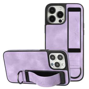 For iPhone 13 Pro Wristband Holder Leather Back Phone Case(Purple)