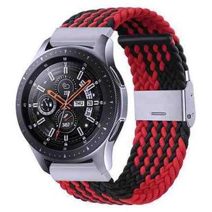 18mm Nylon Braided Metal Buckle Watch Band(Z Black Red)