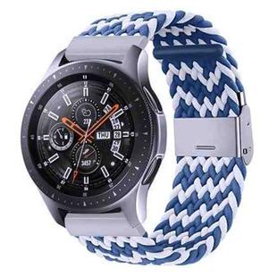 18mm Nylon Braided Metal Buckle Watch Band(W Blue White)