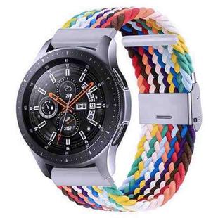 18mm Nylon Braided Metal Buckle Watch Band(Rainbow)