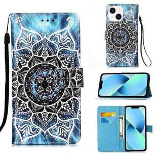 For iPhone 15 Plus Colored Drawing Pattern Plain Weave Leather Phone Case(Undersea Mandala)