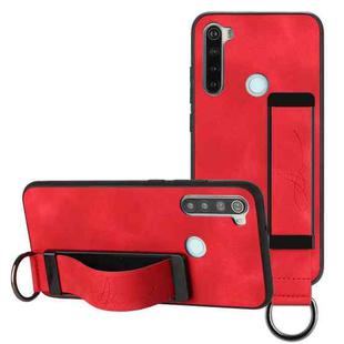 For Xiaomi Redmi Note 8 Wristband Holder Leather Back Phone Case(Red)