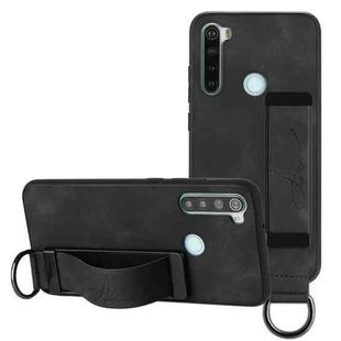 For Xiaomi Redmi Note 8 Wristband Holder Leather Back Phone Case(Black)