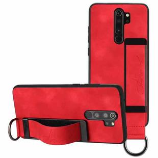 For Xiaomi Redmi Note 8 Pro Wristband Holder Leather Back Phone Case(Red)