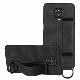 For Xiaomi Redmi Note 9 Pro Wristband Holder Leather Back Phone Case(Black)